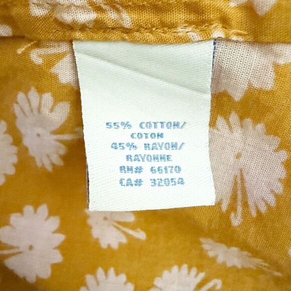 ODILLE x ANTHROPOLOGIE | Yellow Cream Graphic Flowers Floral Tie Blouse | Size 8 - Picture 7 of 8